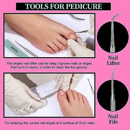FANDAMEI Nail Care Kit, Nail Files 100/180, Nail Buffer Block, Cuticle Nippers, Cuticle Trimmer, Cuticle Pusher, Nail Tools, Nail Kit, Pedicure & Manicure Tools, Nail Prep Kit, Manicure Kit for Women - color: C-pink