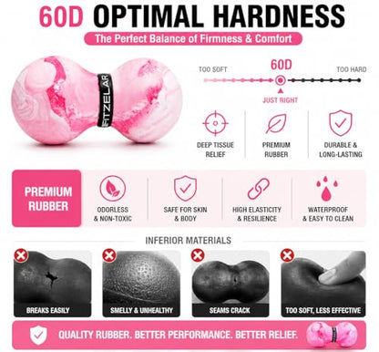 FITZELAR Massage Lacrosse Balls for Myofascial Release, Quality Certification, Massage Deep Tissue for Back and Shoulder, Trigger Point Therapy, Muscle Knots, Relieving Muscle Pain (2Pink) - color: 2pink