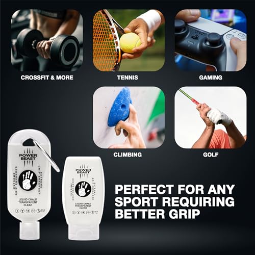 Clear Liquid Chalk, Non Sticky Grip Enhancer, Dry Hands, Transparent Liquid Chalk, Anti-Slip Solution, Dry Grip for Tennis, Golf, Pole Dancing, Gaming, and All Sports - size: 59+30ML