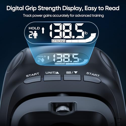 FitBeast Grip Strength Trainer Kit, Digital Grip Strength Tester with Adjustable Hand Gripper Strengthener & Finger Exerciser, Track Progress for Fitness, Rehab & Strength Building (Advanced 3-in-1 Kit)