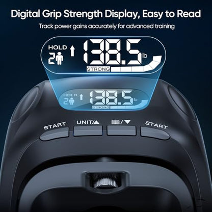FitBeast Grip Strength Trainer Kit, Digital Grip Strength Tester with Adjustable Hand Gripper Strengthener & Finger Exerciser, Track Progress for Fitness, Rehab & Strength Building (Advanced 3-in-1 Kit)
