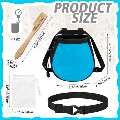 Shappy 4 Pcs Climbing Chalk Bag Set Includes Chalk Bag, Brush and Ball Pouch with Adjustable Belt Waterproof Rock Equipment for Climbing, Gymnastics, Weight Lifting, Bouldering and More