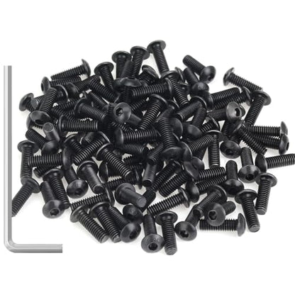 105 Pieces M4 x 12mm Button Head Socket Cap Screws, Thread Pitch 0.7mm, Sutemribor M4 Black Screws, 10.9 Grade Alloy Steel, Black Oxide Finish, Fully Threaded - size: M4 x 12mm, style: Button Head