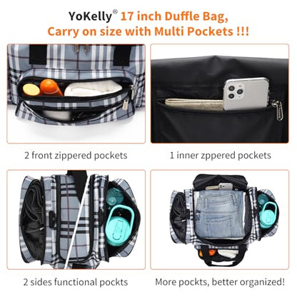17 inch Small Duffle Bag, Gray/White | 25L, Multi Pockets, Carry On, Weekender Bag, Travel Gym Sport - color: Gray/White, size: 17 inch - 1.0
