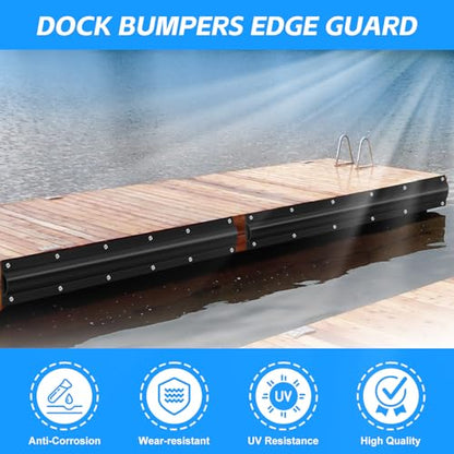 10 Pack Dock Edging Side Gard, 20 Feet Dock Guard with Heavy Wall Sections for Greater Protection – Commercial Grade Double Molded Material (Black) - color: 20 Feet Black, style: Straight angle 10pack
