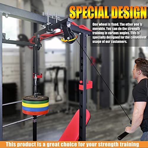Power Rack Pulley Attachment, LAT Pulldown Machine - Cable & Weight Dual Pulley System for Home Gym Strength Training, Power Racks - color: Style 1
