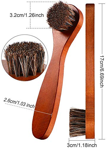 Youngjoy 6 Pieces Horsehair Shine Shoes Brush kit Polish Dauber Applicators, Brown, 6 x 1.5 inches - style: Style A