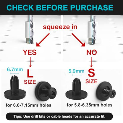 Pegboard Peg Hooks with Inserts Screws for Hanging Mounting (Large Size) | 1/4" Pegboard Accessories Organizers, Screw with Peg Board Locks Set, Hardware for Shelves, Bins, Racks Mounting / Hanging - size: Large