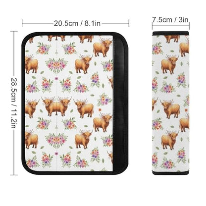 Universal Soft and Comfortable Seat Belt Cover for Adult Use, Stroller Pushchair High Chair, 2 Pack Highland Cow Floral Art Shoulder Harness Cover - color: Pattern 1092