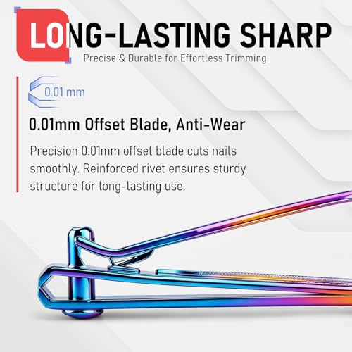 firiKer Nail Clipper Set, Sturdy Stainless Steel Fingernails & Toenails Clippers & Nail File, Sharp Effortless Fingernail Toenail Trimmer, Portable Nail Cutter for Women Men（Rainbow） - color: Rainbow