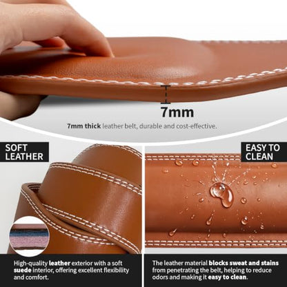 Leather Weightlifting Belt, 10 Adjustable Holes, 4”Width, Double Prong Power Belt for Gym Bodybuilding, weightlifting, powerlifting, squats and deadlifts - color: 6-Inch Brown, size: 37"-40"