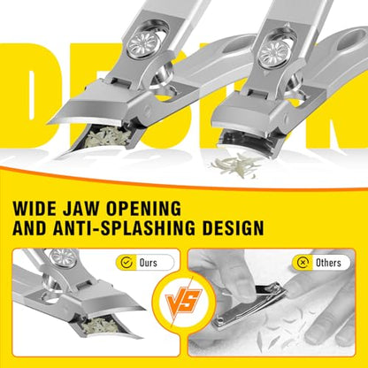 Toenail Clippers for Thick Toenails, Wide Jaw Opening Nail Clippers for Men, Heavy Duty Ingrown Toenail Clippers Nail Cutters, Eagle Beak Slanted Nail Clippers，3-Piece Set with Case - size: 2PCS Slanted & Curved