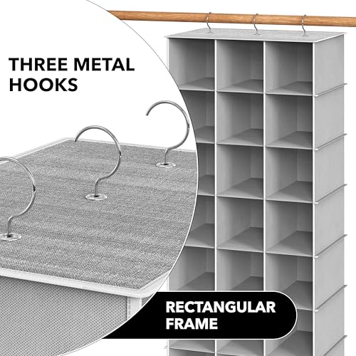 Simple Houseware 24 Section Shelves Hanging Shoes Organizer, Gray | 3 Metal Hooks, 8 Tier, Holds Up to 24 lbs - color: Grey