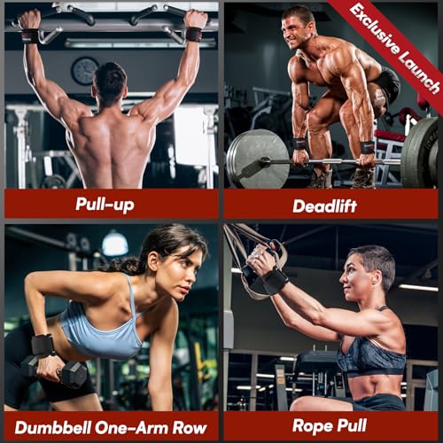 Weight Lifting Hooks & Wrist Straps Set – Lifting Hooks with Anti-Slip Grip, Adjustable Wrist Wraps for Weightlifting, Deadlifts, Powerlifting, Gym Straps for Men and Women