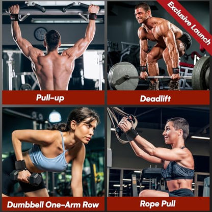 Weight Lifting Hooks & Wrist Straps Set – Lifting Hooks with Anti-Slip Grip, Adjustable Wrist Wraps for Weightlifting, Deadlifts, Powerlifting, Gym Straps for Men and Women
