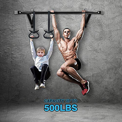 IRONWALLS Wall Mounted Pull Up Bar Heavy Duty, 500LBS Capacity | Wall Mount Chin Up Bar for Strength Training, Home Gym, Steel Upper Body Workout Equipment for Indoor Outdoor