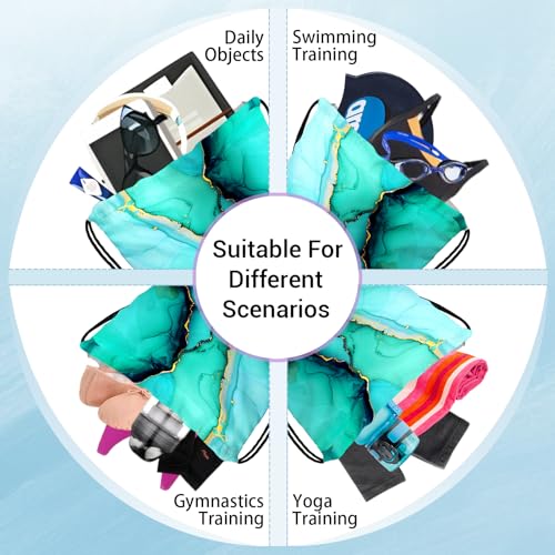Gymnastics Grip Bag Lightweight Small Drawstring Grip Bags for Gymnasts - color: Marble Art-green