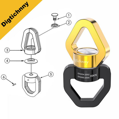 35KN Swing Swivel with Swivel Carabiner, Black Gold, 2 Pack | For hanging chairs, aerial yoga, hammocks, tire swings, kids' swings, gym rings, web tree swings, smooth rotation - color: Black Gold, size: 2 pack with carabiners