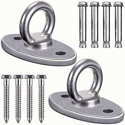 SELEWARE Ceiling Mount Stainless Steel Swing Hanger Wall Ceiling Anchor | Ceiling Hooks for Suspension Straps Aerial Yoga Swing Hammock Chair Resistance Band Gymnastic Ring Battle Rope Heavy Bag - color: Ceiling Mount (2 Pack)