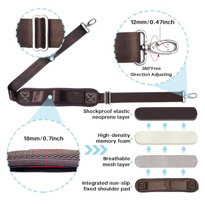 Shoulder Strap for Bag Universal Replacement 58"/67" Fixed Padded Adjustable Buckle Heavy Duty Shoulder Strap - color: Brown, size: 58"