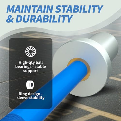 Egles Kids Barbell 5.5LB Mini Barbell Bar 4ft for Kid Women & Beginners Weighted Bar - Compatible with 2-Inch Weight Plates, for Strength Training Gym Weight Lifting, Multi-Color Training Bar - color: Silver Sleeve Blue Bar