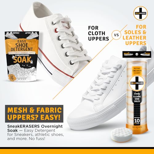 SneakERASERS Sole & Sneaker Cleaner, Premium Shoe Cleaner for Sneakers, Dual-Sided Sponges, Effective for Tennis Shoes & Women Men Sneakers, Gentle Rub Design Cleaner Kit, 20 Pack - style: 20 Pack