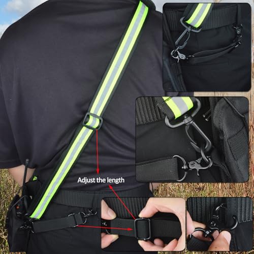 HYS Walkie Talkie Holster with Reflective Shoulder Strap w/Padded Non-Slip | Molle Radio Pouch-Anti-Sway, for Motorola APX6000 APX8000 APX Series President Cobra Uniden Handheld CB Radio - color: Green