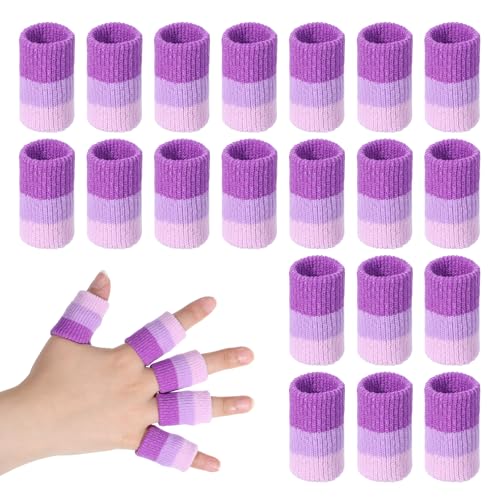 20PCS Finger Brace Compression Sleeves Crochet Finger Guard Thumb Splint Brace Support Elastic Fingers Tape Sport Fingers Cushion for Knitting Writing Basketball Baseball Sport