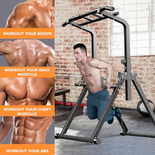 ZENOVA Pull Up Bar, Multi-Function Pull Up Dip Bar Station, Home Gym Workout Strength Training Equipment for Men Women Muscle Building - color: Foldable Pull Up