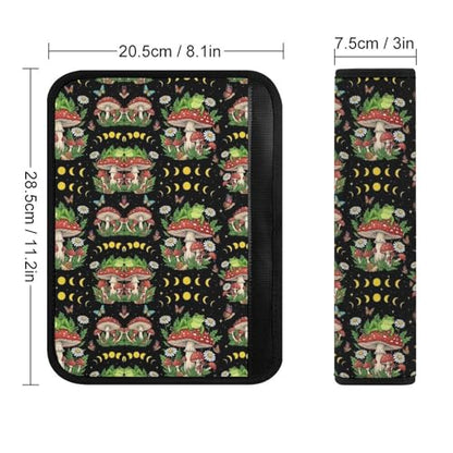 2 Pack Frog Trippy Mushroom Moon Phase Car Seat Straps Shoulder Pads Soft Padded Shoulder Harness Cover for Adult Use, Stroller Pushchair High Chair, Pressure Relief - color: Pattern 82