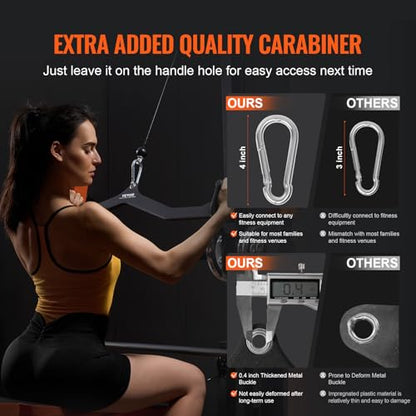 VEVOR LAT Pulldown Attachments, Cable Machine Rowing T-bar V-bar Tricep Pull Down Bar, Back Strength Training Rubber Coated Handle Grip, Bicep Curl Tricep LAT Pulldown Bar for Home Gym Fitness - size: 33x4.5x6.7"