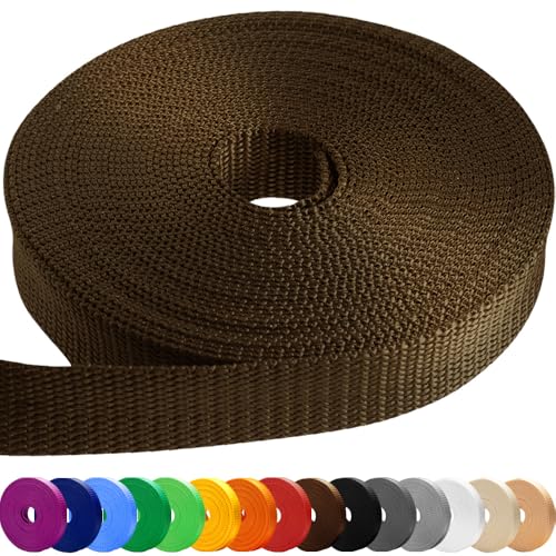 TECEUM Webbing Strap, 3/4" to 2", 10-50 Yds, Multi-Color Heavy Duty Tape | Polypropylene waterproof flat rope for outdoor DIY, sewing, camping, EDC gear, backpack repair and pet dog leashes. - color: Brown, size: 2"- 10 yards