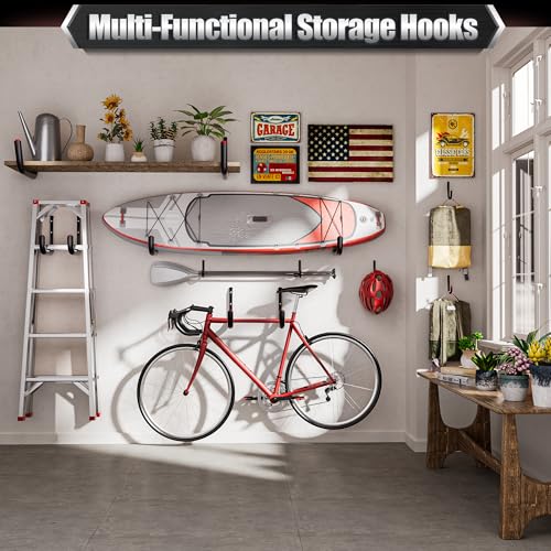 Nacial 24 Pack Garage Hooks Heavy Duty, 3.5" Garage Wall Hook with EVA Pads, 100LBS Capacity Hooks for Hanging Bikes, Kayak Folding Chairs and Hanging Ladders - size: 24