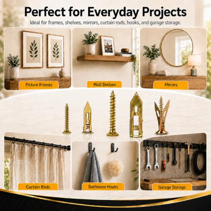 Jyphorixal 420Pcs Self Drilling Drywall Anchors with Screws Kit,Zinc Plated Steel,4 Sizes Expansion Screws and 2 Sizes Wall Anchors,No Drill Dry Wall Anchors and Screws Kit - size: 420Pcs 6Size kit