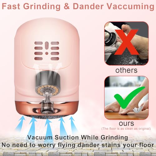 Electric Callus Remover for Feet (with Dander Vacuum Cleaner), Rechargeable Foot Callus Remover Pedicure Tools Foot File, Professional Foot Care Kit Deadskin Remover with 9Heads&2Speed,LCD Display - style: Pink Electric Callus Remover +10in1