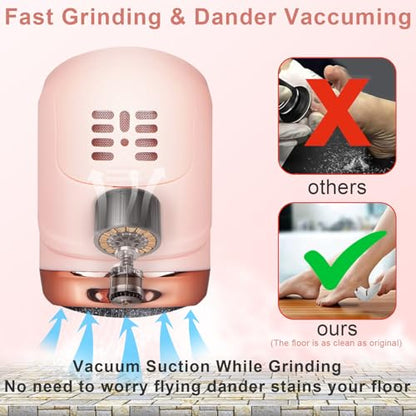 Electric Callus Remover for Feet (with Dander Vacuum Cleaner), Rechargeable Foot Callus Remover Pedicure Tools Foot File, Professional Foot Care Kit Deadskin Remover with 9Heads&2Speed,LCD Display - style: Pink Electric Callus Remover +10in1