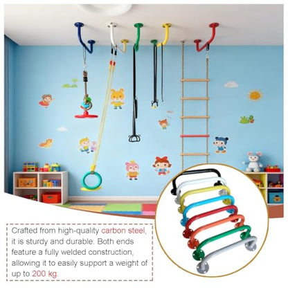 exproyzk 2pcs Carbon Steel Playground Handles - Monkey Bars Heavy Duty Ceiling Grab Bars - for Indoor Outdoor Climbing Frames, Treehouses, Wall Ladders(White) - color: White