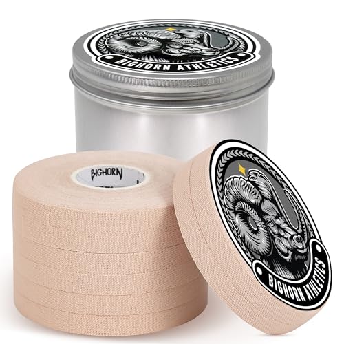 Bighorn Athletics Finger Tape with Tin Case | 8 Rolls for Superior Finger Support, Injury Protection, and Joint Stability | Ideal for Jiu-Jitsu, Climbers, & Athletic Trainers (0.3-Inch, Nude) - color: Nude, size: 0.3-Inch