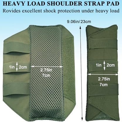 Ultra Thick Shoulder Strap Pad 2 Pack, Heavy Load Backpack Strap Pads, High Elasticity Tactical Bag Shoulder Pads - color: 2PCS-Green