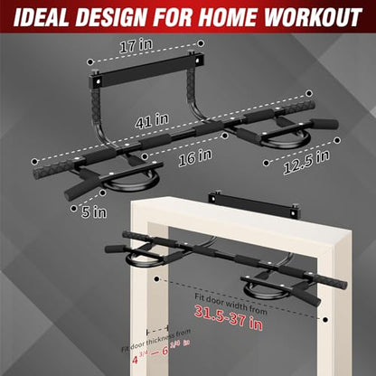 TOPOKO Pull Up Bar for Doorway, Heavy Duty Chin Up Station for Home Gym, Multi-Grip or Adjustable Door Frame Exercise Equipment for Upper Body Strength Training