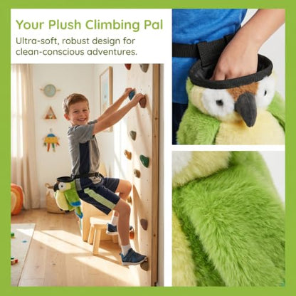 Cute Parrot Plush Chalk Bag, Cartoon Bird Drawstring Magnesia Pouch with Adjustable Belt, Portable Chalk Bucket for Rock Climbing Bouldering Gym Weightlifting Novelty Gift