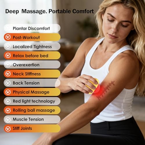 Red Light Vibrating Massage Ball - Handheld Trigger Point Tool for Deep Tissue Massage and Myofascial Release, Portable Massager for All Over the Body (Avocado) - color: Avocado