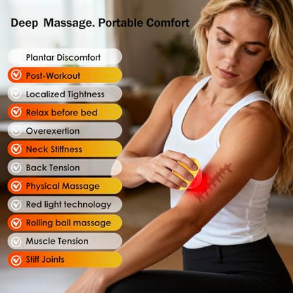 Red Light Vibrating Massage Ball - Handheld Trigger Point Tool for Deep Tissue Massage and Myofascial Release, Portable Massager for All Over the Body (Avocado) - color: Avocado
