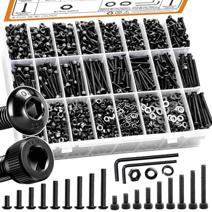 mankk 2362PCS M3 Metric Screws Assortment Kit 18 Size (4 6 8 10 12 16 20 25 30 35mm) Hex Socket Head & Button Head Bolts Kit 12.9 & 10.9 Grade Black Alloy Steel M3 Machine Screw - size: M3 -2362PCS, style: Hex Socket Cap