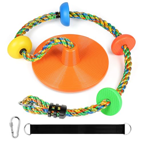 ZNCMRR Tree Swing for Kids Rope Swing for Tree Climbing Rope for Kids Heavy Duty Disc Swings for Kid Outdoor Playground Accessories Swing Set Accessories Swingset Accessories Outdoor(Orange) - color: Orange Disc Swing Seat