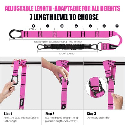 Pull Up Assistance Bands 260lbs, Heavy Pull Up Bands Resistance Bands for Pull Ups Working Out with Feet Rest, Pull Up Bar Bands Assistance Bands Strength Training Workout Equipment, Height Adjustable - color: Rose Red