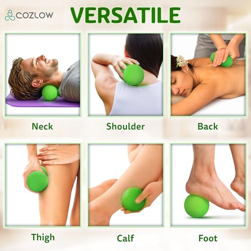 COZLOW Peanut Massage Ball - Deep Tissue Therapy, Pain Relief - Jade Green | Cozlow 5" double lacrosse silicone massage ball, trigger point roller for mobility, acupressure tool for myofascial release - color: Jade Green