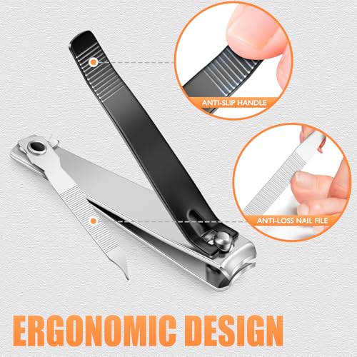 DRMODE Finger Nail Clippers Adult - 8 Pack Nail Clippers Set for Men Women with Nail File, Sharp Stainless Steel Fingernail & Toenail Clippers Curved Cutter Trimmer - style: 8 Pack -Black