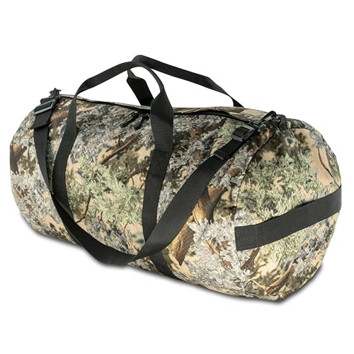 75L Hauler Camo Duffle Bag, Heavy Duty Weatherproof Ripstop Travel Gear Bag | Folds flat for storage. #10 double-slider zipper with splash cover. Wraparound handles rated for heavy loads. - color: Desert Shadow, size: 14" x 30" (75 Liters)
