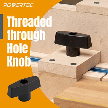 POWERTEC 71121V T Track Knob Kit w/Threaded Knobs and 5/16”-18 T Track Bolts, 16 Piece Set, T Track Accessories for Woodworking Jigs and Fixtures - size: 5/16”-18 threaded, 16 Piece Set, style: Knob Kits